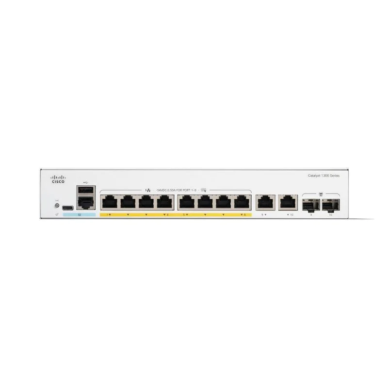 C1300-8FP-2G Cisco Catalyst 1300 8-port GE, Full PoE, 2x1G Combo.